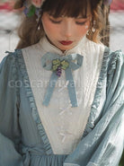 Classic-Lolita-Simple-Jacquard-Lace-Embroidery-Pleated-Ruffle-Pure-Cotton-Bow-Brooch-Decoration-Long-Sleeves-Dress-coscarnival-3135