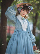 Classic-Lolita-Simple-Jacquard-Lace-Embroidery-Pleated-Ruffle-Pure-Cotton-Bow-Brooch-Decoration-Long-Sleeves-Dress-coscarnival-3171