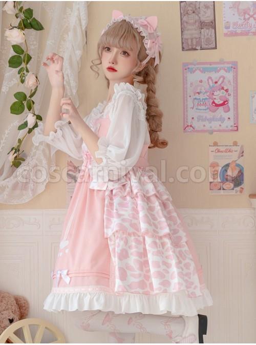 Claws-Planet-Series-JSK-Sweet-Cute-Cat-Paw-Shape-Pink-Leopard-Print-Pleated-Bow-Dress-coscarnival-3125