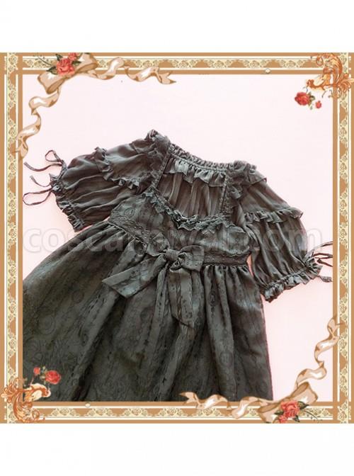 Coffee Color Lovely Puff Sleeve Lolita Super Short Top coscarnival
