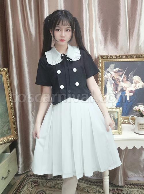 College Style Retro Cute Double-breasted Lolita Blouse coscarnival