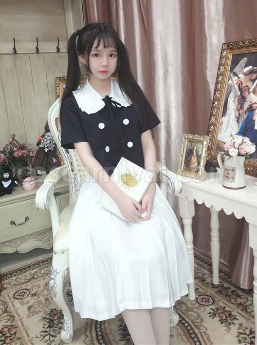 College Style Retro Cute Double-breasted Lolita Blouse coscarnival