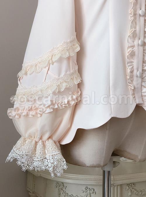 Colored Glaze Fence Series Petal Hem Classic Lolita Lace Long Sleeve Shirt coscarnival