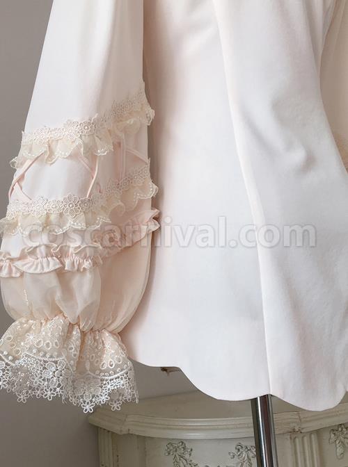 Colored Glaze Fence Series Petal Hem Classic Lolita Lace Long Sleeve Shirt coscarnival