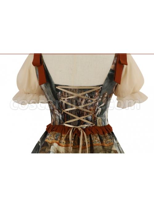 Constantine-Series-OP-Elegant-Vintage-Oil-Painting-Print-Bow-Knots-Decoration-Classic-Lolita-Short-Sleeve-Dress-Set-coscarnival-1393