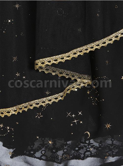 Constellation Black Short Sleeves Stylish Gothic Lolita Sling Dress coscarnival