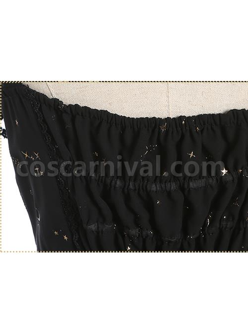 Constellation Black Short Sleeves Stylish Gothic Lolita Sling Dress coscarnival