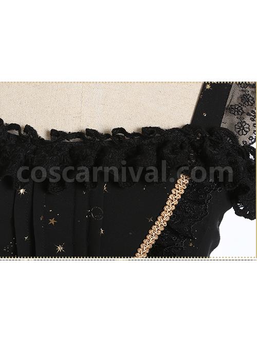 Constellation Black Short Sleeves Stylish Gothic Lolita Sling Dress coscarnival