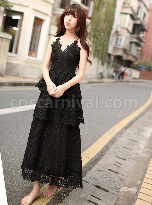 Cotton Backless Sexy Gothic Lolita Sling Dress coscarnival