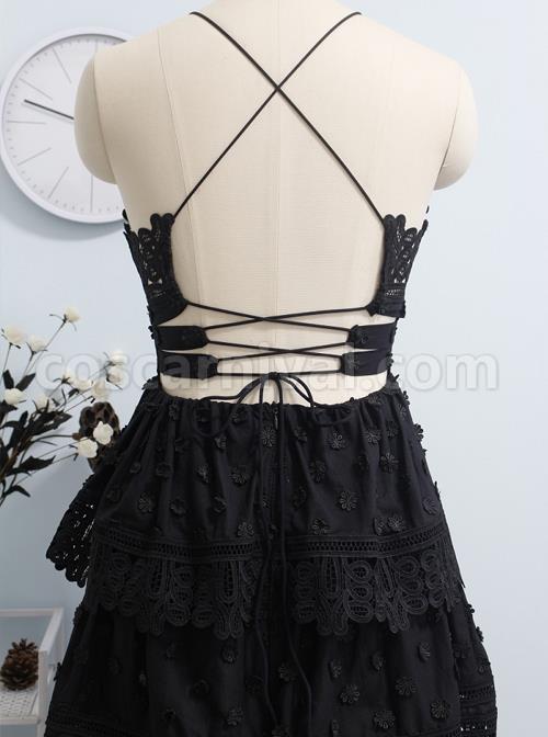 Cotton Backless Sexy Gothic Lolita Sling Dress coscarnival
