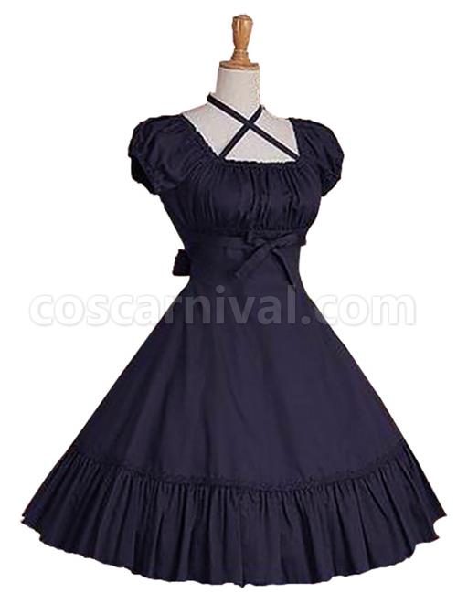 Cotton-Ruffles-Short-Sleeve-Bow-Classic-Lolita-Dress-coscarnival-514