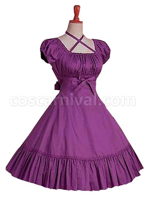 Cotton-Ruffles-Short-Sleeve-Bow-Classic-Lolita-Dress-coscarnival-527
