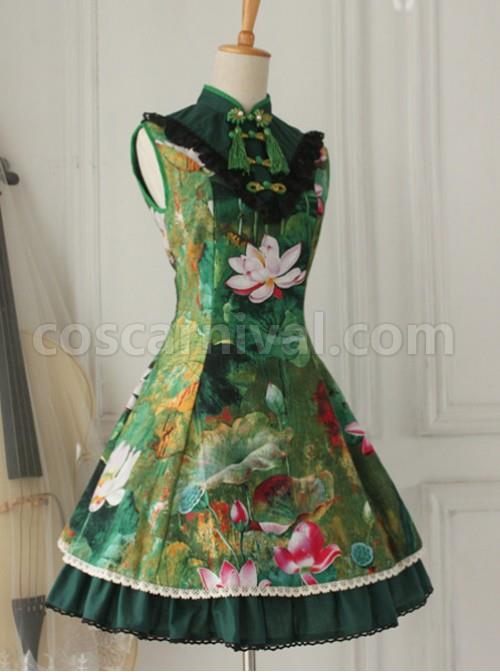 Cotton-Vintage-Chinese-lotus-Flounced-Little-Standing-Collar-Qi-Lolita-Sleeveless-Dress-coscarnival-19