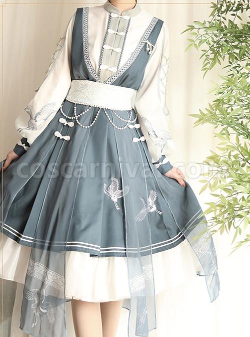 Crane-String-Series-Improved-Chinese-Style-Exquisite-Embroidery-Buckle-Design-Classic-Lolita-Long-Sleeve-Dress-Set-coscarnival-3112