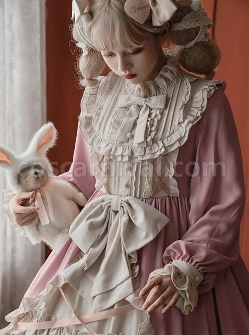 Cream-Tower-Series-OP-Stand-Collar-Ruffle-Big-Hem-Classic-Lolita-Grace-Long-Sleeved-Dress-coscarnival-1358