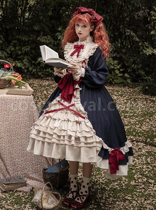 Cream-Tower-Series-OP-Stand-Collar-Ruffle-Big-Hem-Classic-Lolita-Grace-Long-Sleeved-Dress-coscarnival-1366