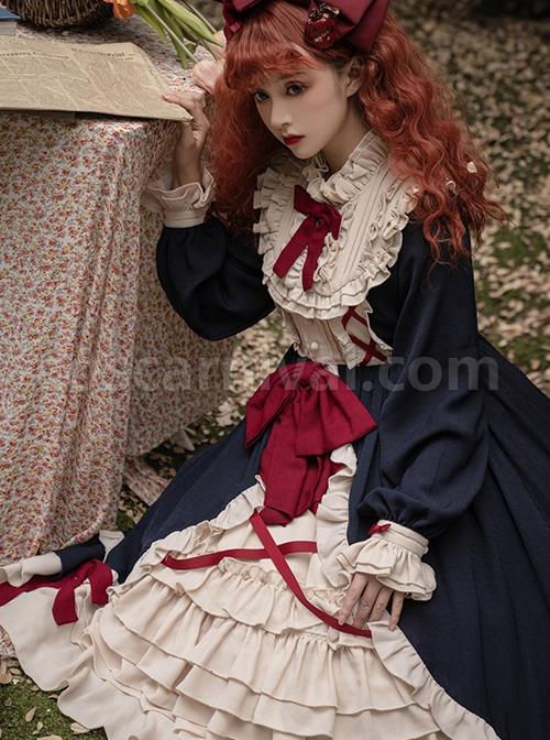 Cream-Tower-Series-OP-Stand-Collar-Ruffle-Big-Hem-Classic-Lolita-Grace-Long-Sleeved-Dress-coscarnival-1378