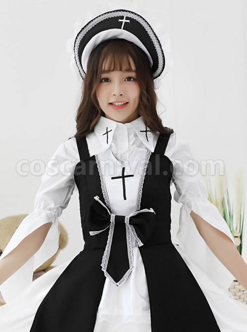 Cross Witch Gothic Lolita Black Or Red Dress And Shirt And Hat Set coscarnival