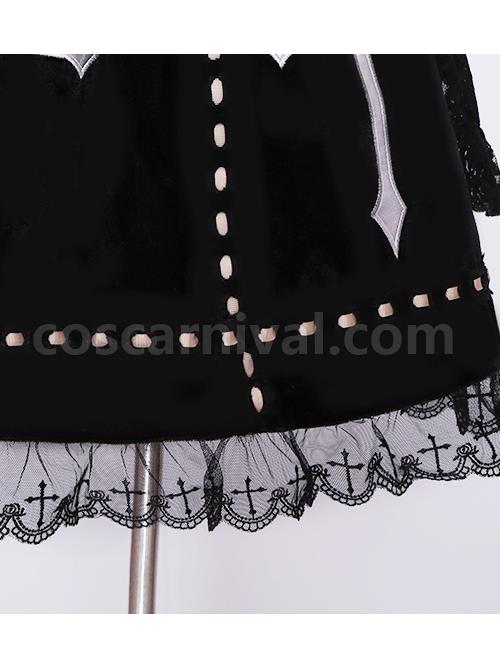 Crucifix Embroidery Lace Velvet Retro Gothic Lolita Dress coscarnival