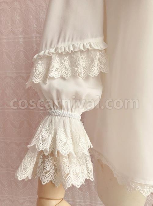 Cute Chiffon Ruffle Doll Collar Lolita Nine Quarter Sleeve Shirt coscarnival