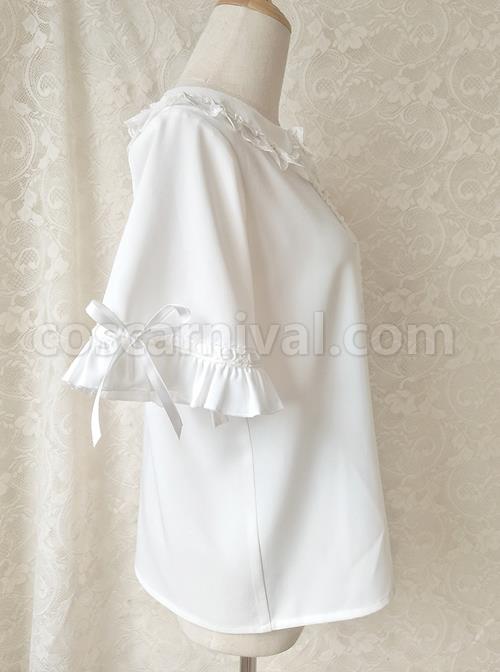 Cute Doll Collar Short Sleeve Chiffon Sweet Lolita Shirt coscarnival
