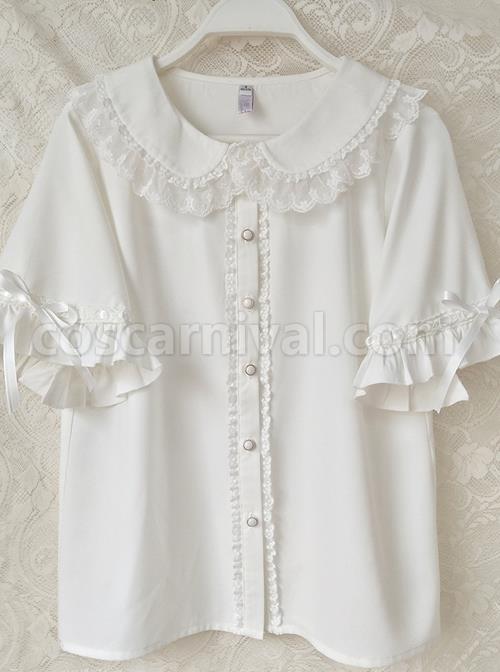 Cute Doll Collar Short Sleeve Chiffon Sweet Lolita Shirt coscarnival