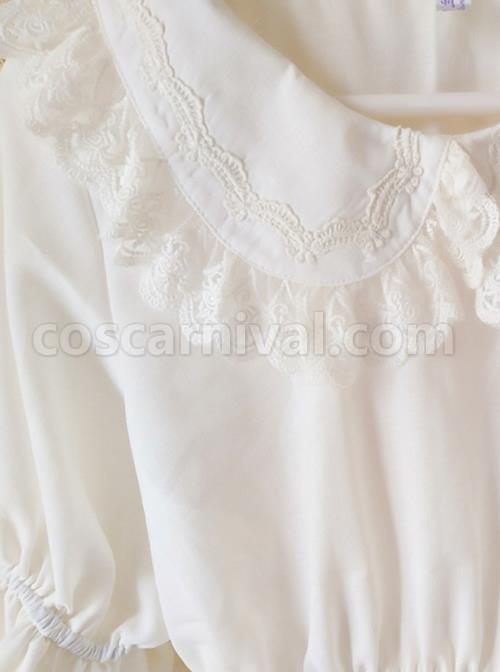 Cute Doll Collar White Chiffon Sweet Lolita Half Sleeve Shirt coscarnival