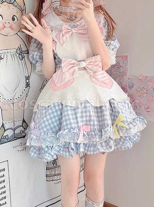 Cute-Pastry-Chef-Checkerboard-Design-Pleated-Ruffled-Hem-Bow-Knot-Apron-Doll-Neckline-Classic-Lolita-Dress-coscarnival-3073
