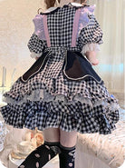 Cute-Pastry-Chef-Checkerboard-Design-Pleated-Ruffled-Hem-Bow-Knot-Apron-Doll-Neckline-Classic-Lolita-Dress-coscarnival-3093