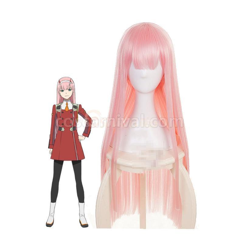 DARLING in the FRANXX 02 Zero Two 100cm Long Pink Straight Cosplay Wigs coscarnival011118490