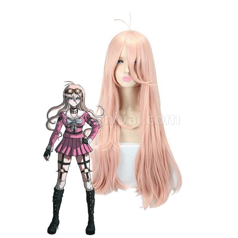 Danganronpa V3 Killing Harmony Iruma Miu 80cm Long Straight Pink Cosplay Wigs coscarnival011119167