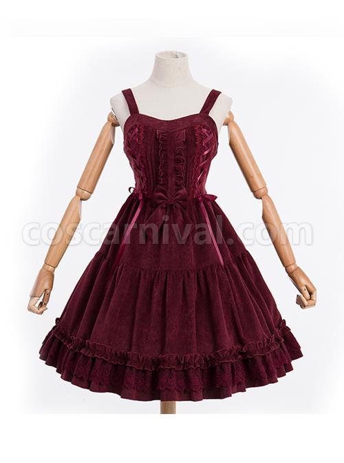 Danube-Lovers-Series-Ruffle-Classic-Lolita-Corduroy-Autumn-Winter-Sling-Dress-coscarnival-525