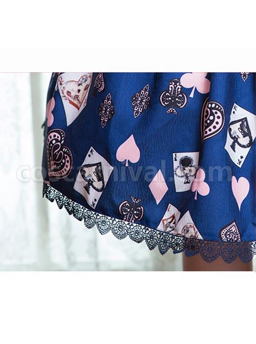 Dark-Blue-Chiffon-Poker-Printing-Classic-Lolita-Sling-Dress-coscarnival-3993
