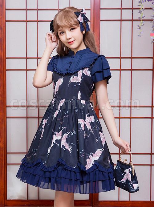 Dark-Blue-Retro-Chinese-Style-Classic-Lolita-Short-Sleeve-Dress-coscarnival-5147