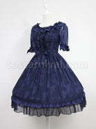 Dark-Blue-Short-Sleeves-With-Flounce-Hemline-Lace-Dress-coscarnival-417