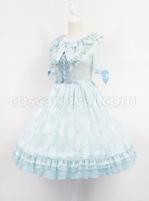 Dark-Blue-Short-Sleeves-With-Flounce-Hemline-Lace-Dress-coscarnival-454