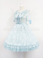 Dark-Blue-Short-Sleeves-With-Flounce-Hemline-Lace-Dress-coscarnival-454
