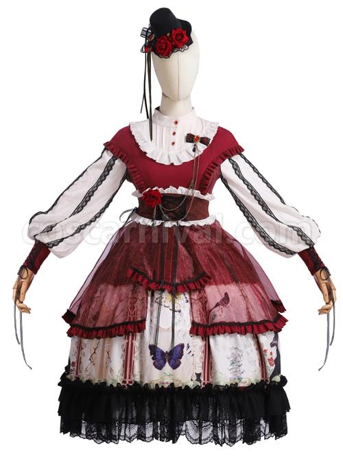 Dark Gold Hymn Series OP Gothic Lolita Long Sleeve Dress Set coscarnival