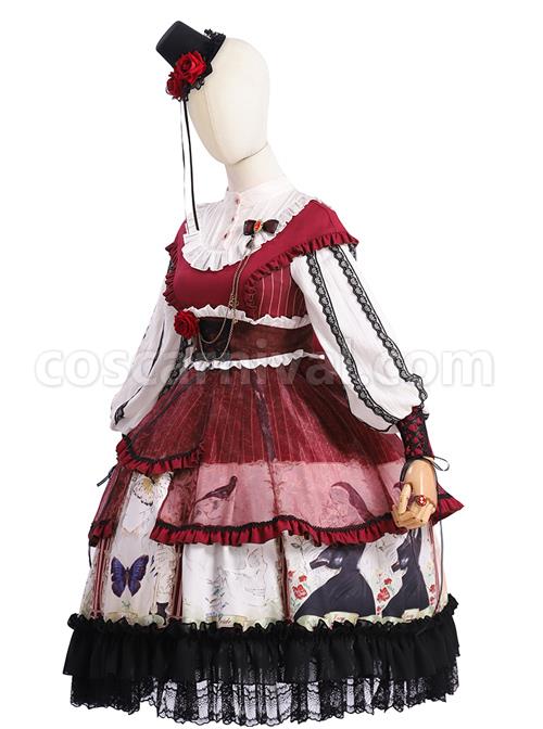 Dark Gold Hymn Series OP Gothic Lolita Long Sleeve Dress Set coscarnival