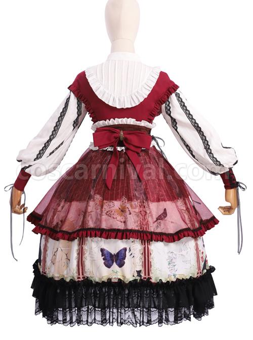 Dark Gold Hymn Series OP Gothic Lolita Long Sleeve Dress Set coscarnival