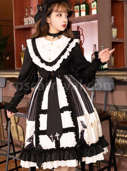 Dark Gold Hymn Series OP Gothic Lolita Long Sleeve Dress coscarnival
