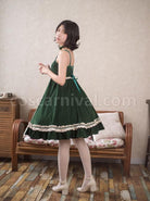 Dark-Green-High-Waist-Classic-Lolita-Sling-Dress-coscarnival-541