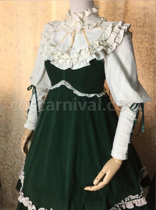 Dark-Green-High-Waist-Classic-Lolita-Sling-Dress-coscarnival-544
