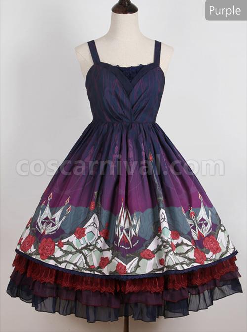 Dark Purple Night Elf Elegant Gothic JSK coscarnival