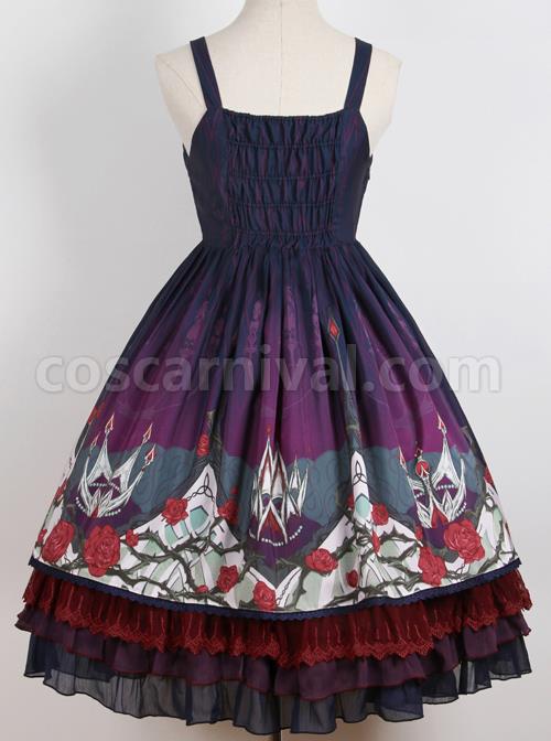 Dark Purple Night Elf Elegant Gothic JSK coscarnival