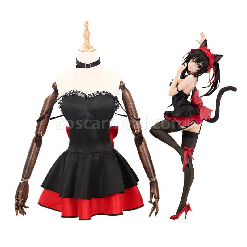 Date A Live Kurumi Tokisaki Black Cat Maid Dress Cosplay Costume coscarnival011115125