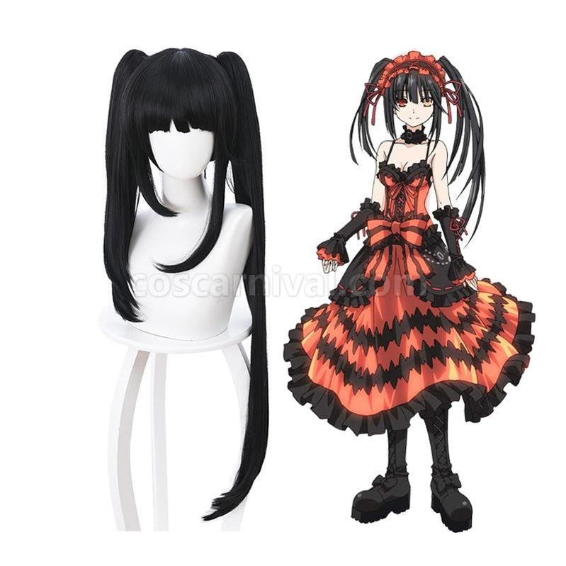Date A Live Kurumi Tokisaki Long Black Cosplay Wigs coscarnival011115179