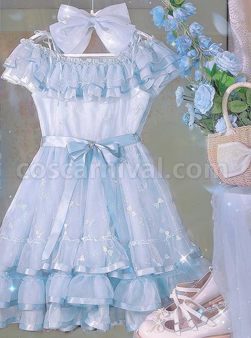 Daughter-Of-The-Sea-Series-Light-Blue-Sling-One-Shoulder-Dreamy-Fine-Glitter-Butterfly-Embroidery-Classic-Lolita-Sleeveless-Dress-coscarnival-3075