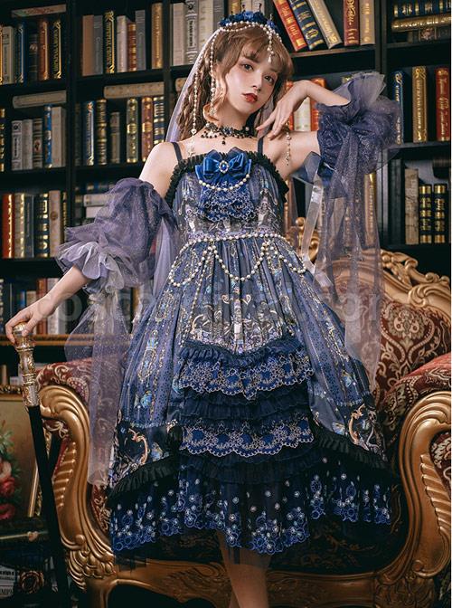 Death Butterfly Music Chapter Series JSK Gorgeous Gothic Lolita Sling Dress Set coscarnival