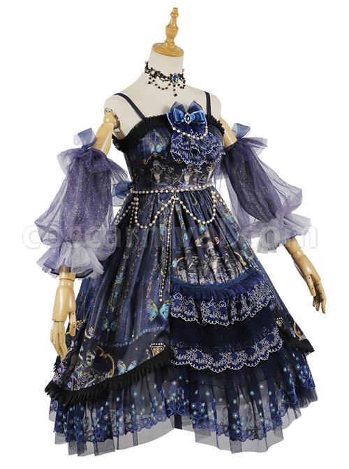 Death Butterfly Music Chapter Series JSK Gorgeous Gothic Lolita Sling Dress Set coscarnival